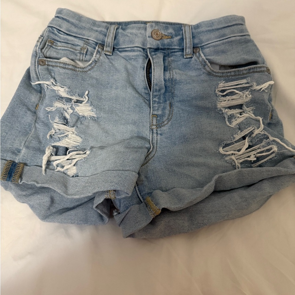 American Eagle Outfitters Ripped Light Blue Jean Shorts